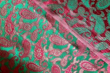 PINK GREEN PAISLEY Seidenjacquard aus Vietnam